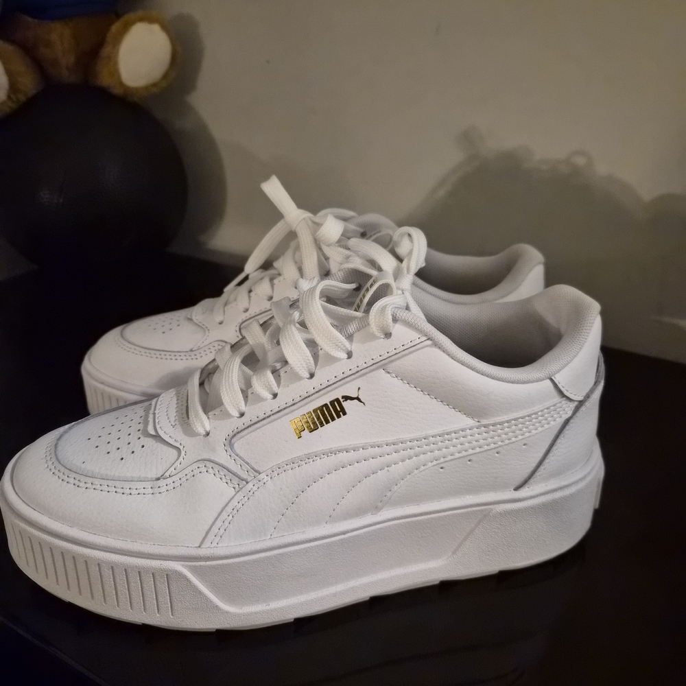 Puma White Sneakers with Gold Logo